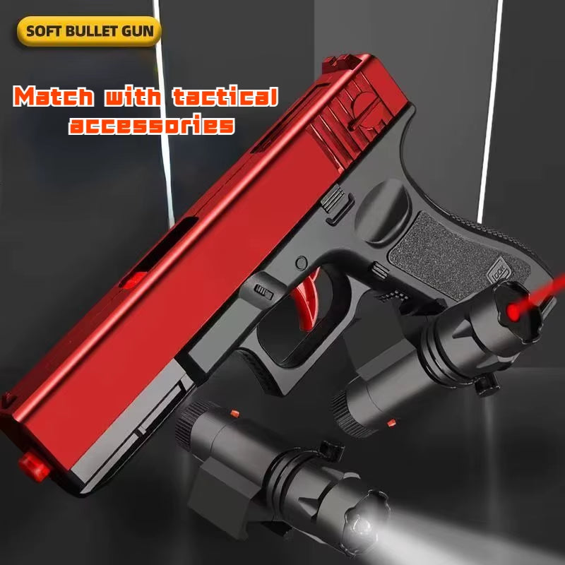 Manual G17 Gel Toy Gun with Laser Soft Bullet Airsoft Pistol Outdoor Sports CS Game Weapon for Children Gift