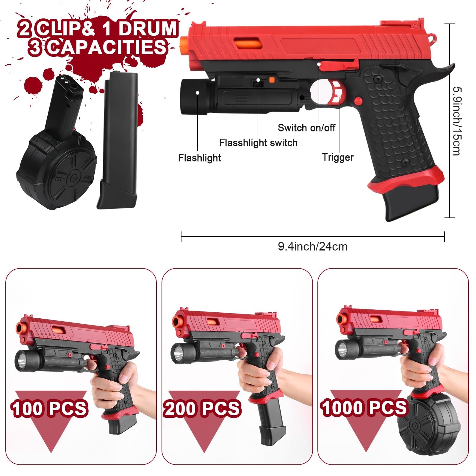 Gel Toy,X5 Gel Christmas New Year Halloween Toys with Drum and Goggles,Outdoo